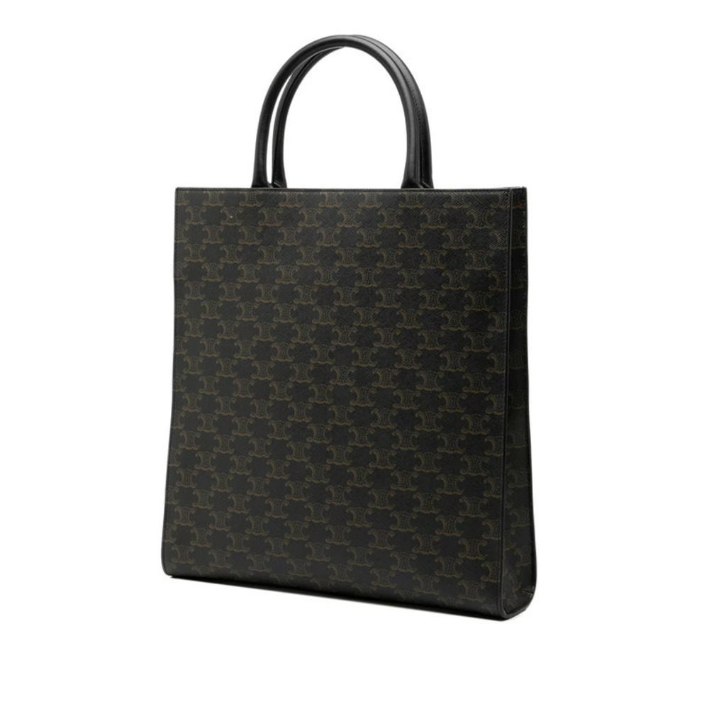Celine Vertical Brown Leather Cabas Black Shoulder Bag Tote Triomphe Brown Black